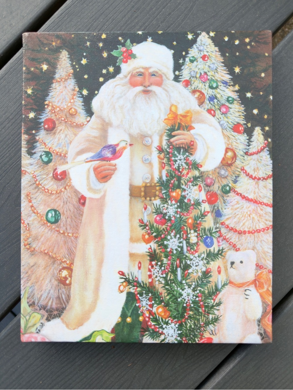 Victorian Christmas Canvas Print Signed by Susan Rios 8X10 Festive Santa Decor